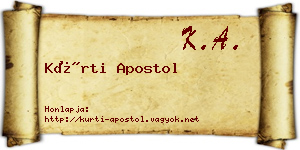 Kürti Apostol névjegykártya